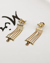 Pave Stud Chain Hoops- Gold View 2