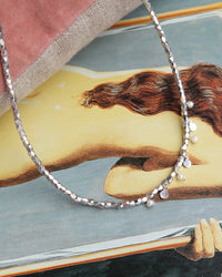 Pearl Disc Charm Necklace- Silver View 3