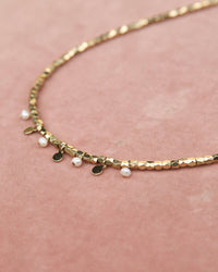 Pearl Disc Charm Necklace- Gold view 2