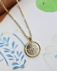 Pave Polaris Charm Necklace- Gold View 4