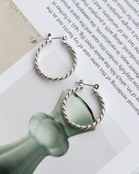 Mini Cuban Link Hoops- Silver View 2