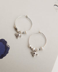 Pearl Punk Stud Hoops- Silver View 3