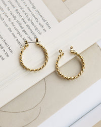 Mini Cuban Link Hoops- Gold View 3