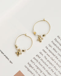 Pearl Punk Stud Hoops- Gold View 3