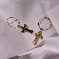 Isidore Cross Hoops- Gold View 4