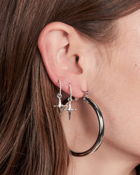 Mini Cross Hoops- Silver view 2