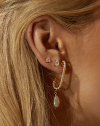 Pave Pearl Safety Pin- Gold View 2