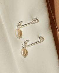 Pave Pearl Safety Pin- Silver View 2