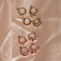 Full Bloom Hoop Earring Set- Rose Gold View 4