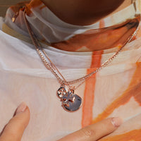 The Hammered Cross + Coin Necklace- Rose Gold View 2