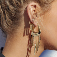 The Faceted Fringe Statement Hoops- Gold View 2