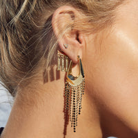 The Faceted Fringe Statement Hoops- Rose Gold View 2
