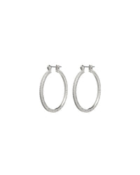 Mini Triple Pave Hoops- Silver View 1