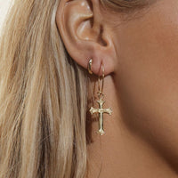 Isidore Cross Hoops- Gold View 2