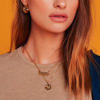 Evil Eye Fringe Charm Necklace- Gold View 3