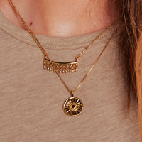 Evil Eye Fringe Charm Necklace- Gold View 2