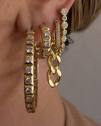 Hanging Pave Chain Link Huggies- Silver View 3