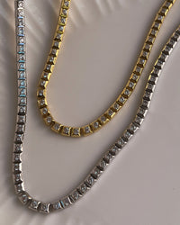 Pyramid Stud Tennis Necklace- Gold View 2