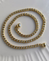 Pyramid Stud Tennis Necklace- Gold View 4