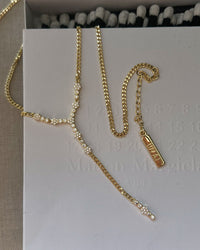 Hex Pave Disc Lariat- Gold View 2