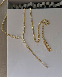 Hex Pave Disc Lariat- Gold view 2
