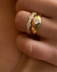 Pyramid Stud Signet Ring- Gold View 5