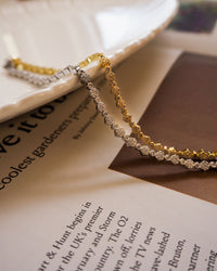 Hex Pave Disc Necklace- Silver View 2