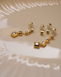 Pyramid Drop Studs- Gold View 3
