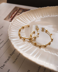 Bezel Stone Hoops- Gold View 5