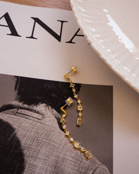 Bezel Stone Drop Studs- Silver View 3