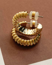 Snake Chain Hoops- Gold View 2