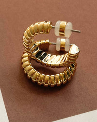 Snake Chain Hoops- Gold view 2