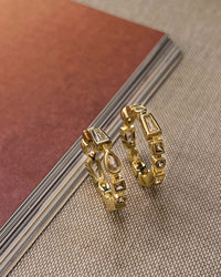 Bezel Stone Ring Set- Gold View 5