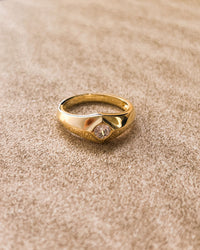 Pyramid Stud Signet Ring- Gold View 2