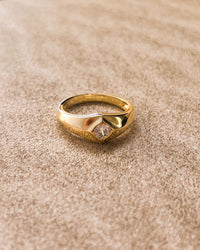 Pyramid Stud Signet Ring- Gold view 2