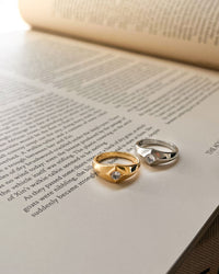 Pyramid Stud Signet Ring- Silver View 3
