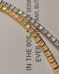 Pyramid Stud Tennis Necklace- Silver View 4