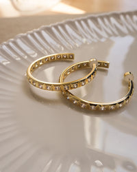 XL Pyramid Stud Hoops- Gold View 3
