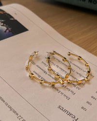 Bezel Stone Hoops- Silver View 3