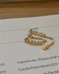 Hex Pave Chain Studs- Silver view 2