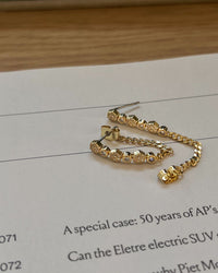 Hex Pave Chain Studs- Gold View 2
