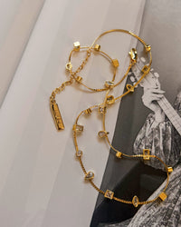 Bezel Stone Stud Necklace- Gold View 2