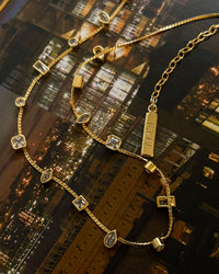Bezel Stone Stud Necklace- Silver View 2