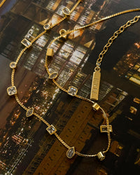 Bezel Stone Stud Necklace- Gold view 2