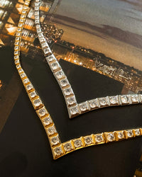 Pyramid V Tennis Necklace- Silver View 2