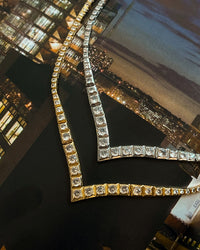 Pyramid V Tennis Necklace- Gold View 3