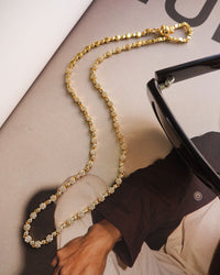 Hex Pave Disc Necklace- Gold View 2