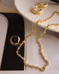 Hex Pave Disc Necklace- Gold View 4