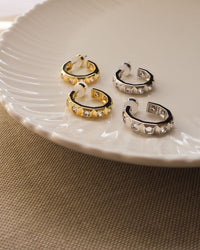 Mini Pyramid Stud Hoops- Silver View 2