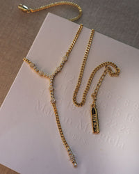Hex Pave Disc Lariat- Gold view 2
